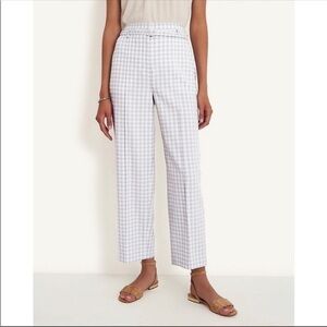 NWT Ann Taylor Pant Trouser Gingham Plaid High Rise Belted Straight Leg Petite